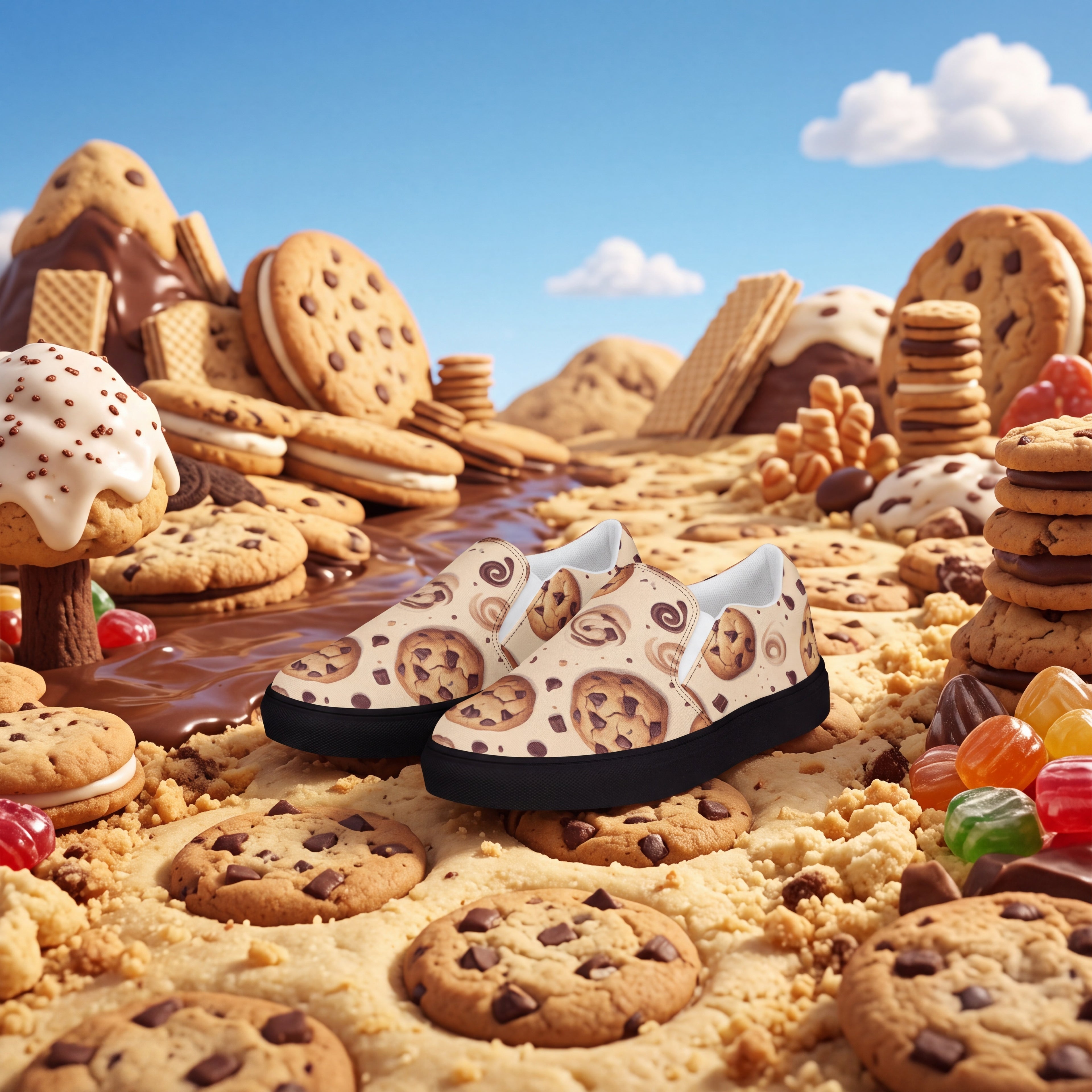 Cookie Slip-On Shoes | Dessert Canvas Sneakers for Bakers & Cookie Lovers