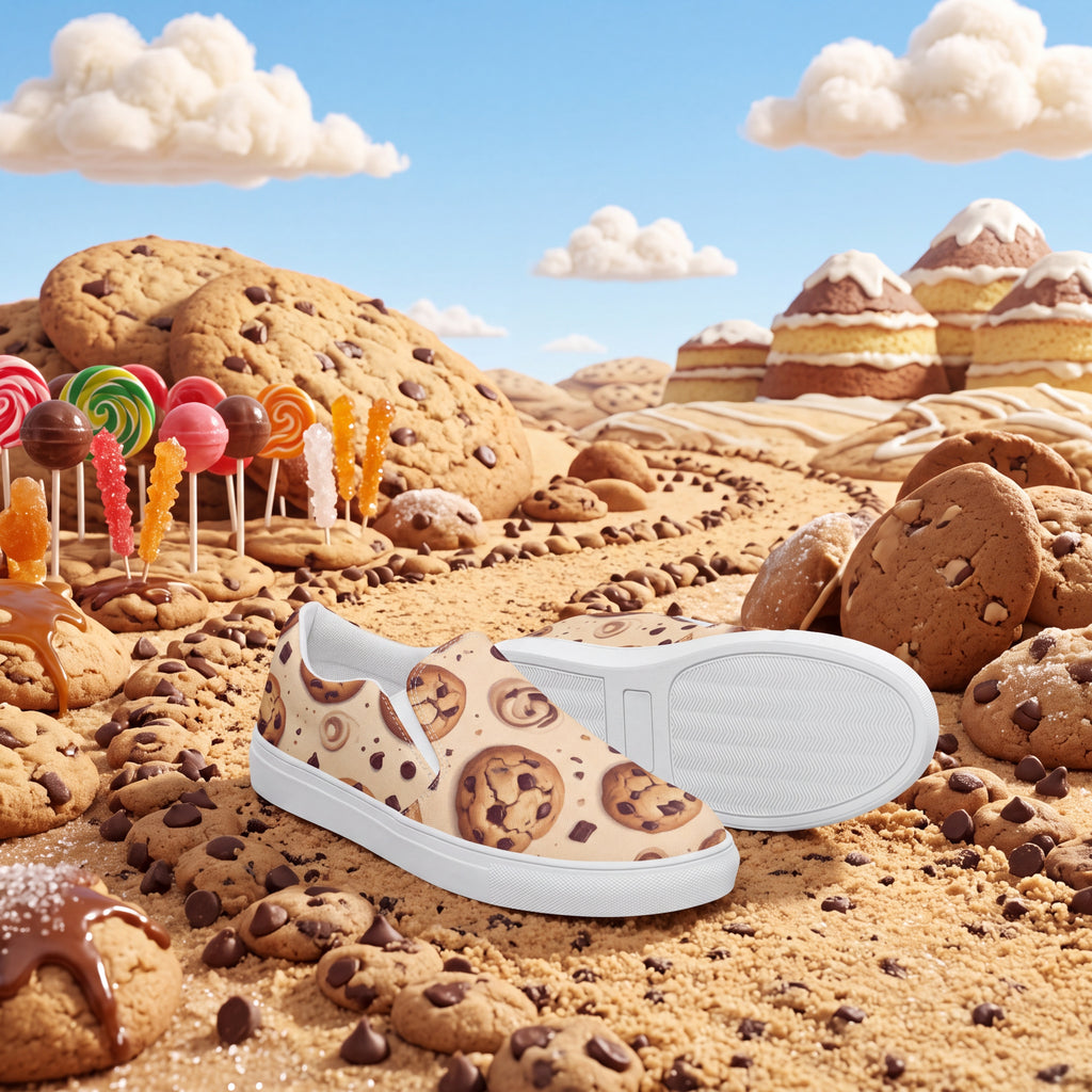 Cookie Slip-On Shoes | Dessert Canvas Sneakers for Bakers & Cookie Lovers