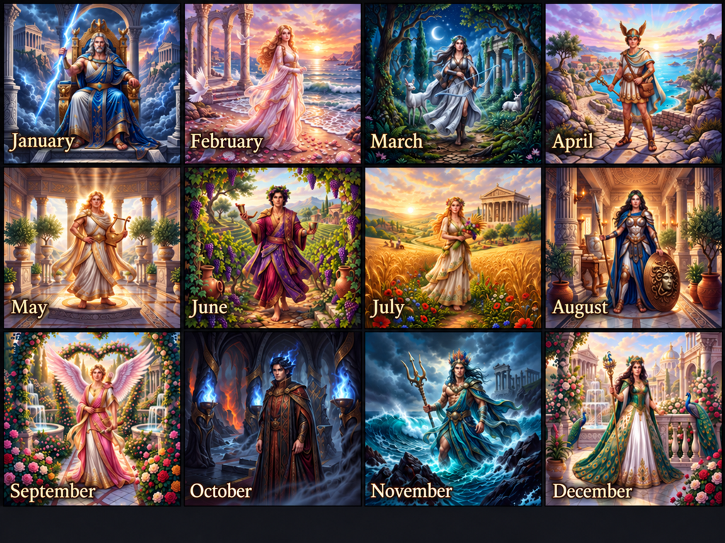 Greek Mythology 2027 Wall Calendar – Greek Gods and Goddesses Fantasy Art, Zeus, Aphrodite, Poseidon & More
