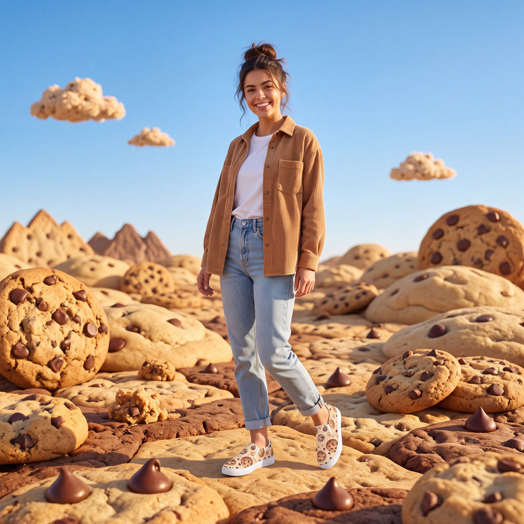 Cookie Slip-On Shoes | Dessert Canvas Sneakers for Bakers & Cookie Lovers