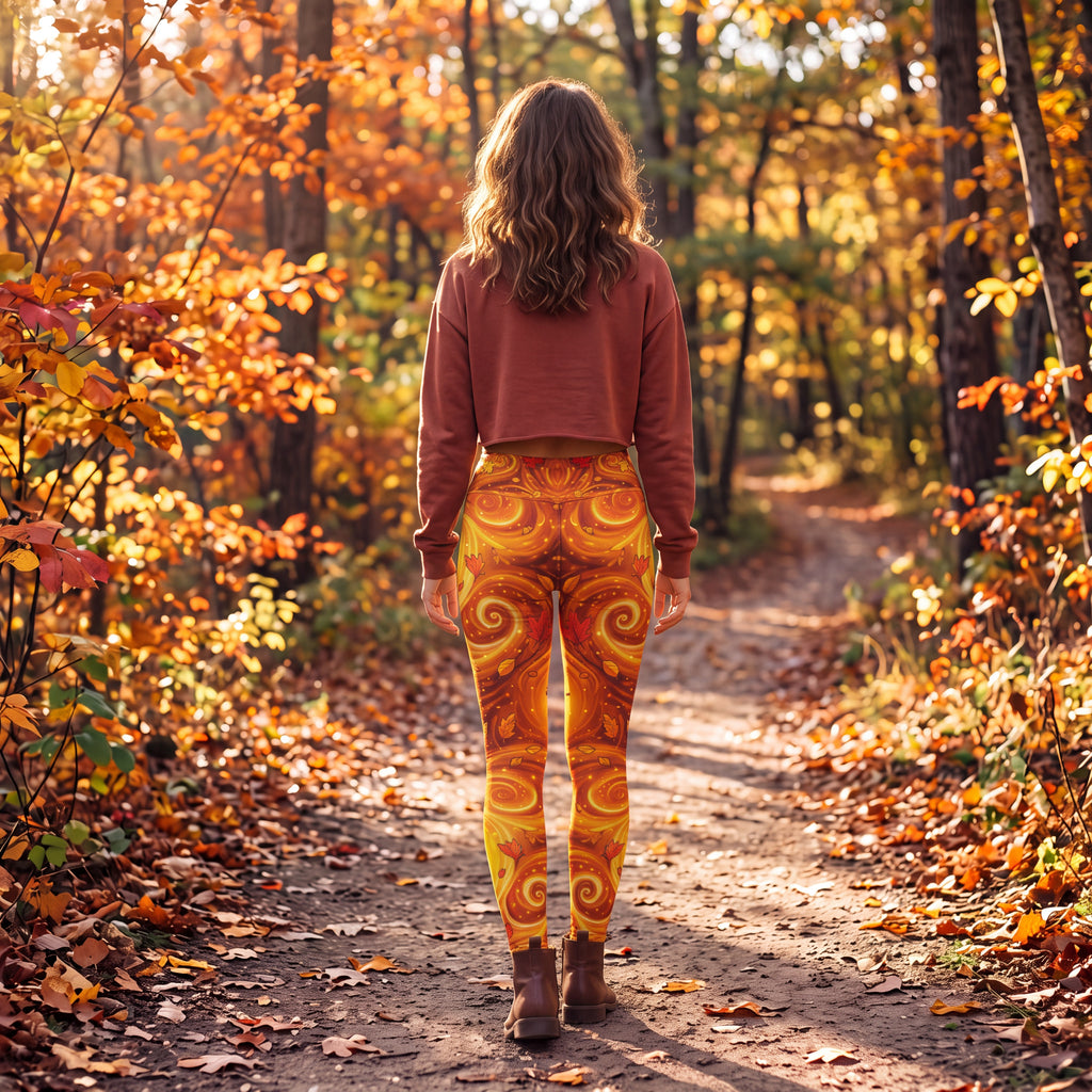 Thanksgiving Turkey Leggings – Autumn Orange Gold | High Waisted Yoga Pants
