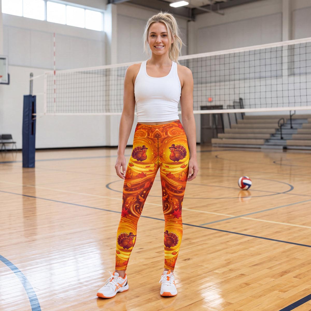 Thanksgiving Turkey Leggings – Autumn Orange Gold | High Waisted Yoga Pants
