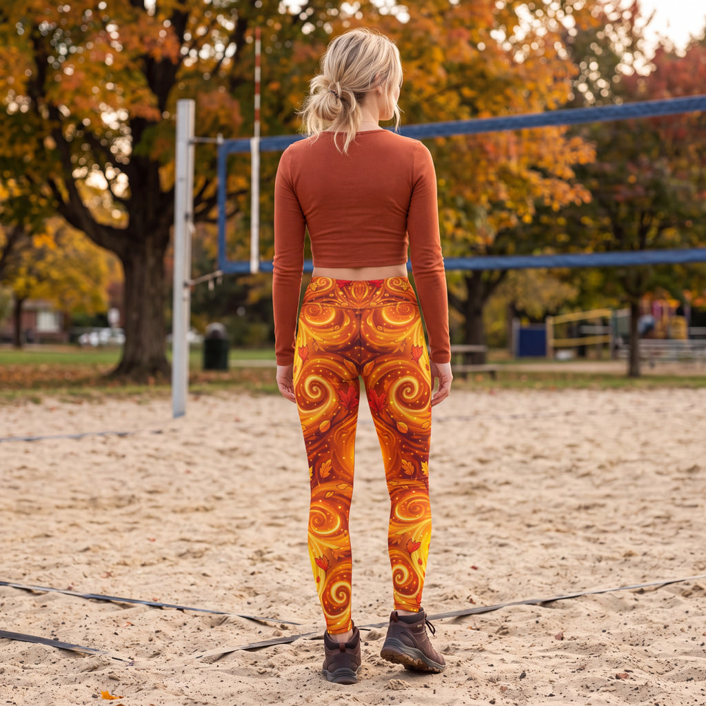 Thanksgiving Turkey Leggings – Autumn Orange Gold | High Waisted Yoga Pants