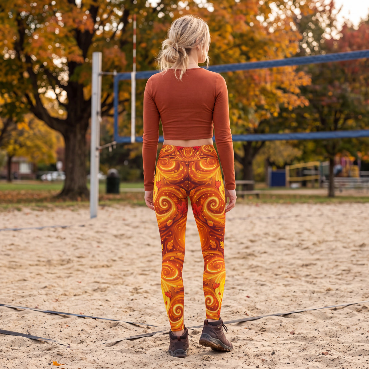Thanksgiving Turkey Leggings – Autumn Orange Gold | High Waisted Yoga Pants