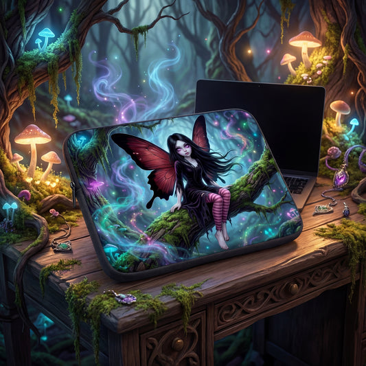 Gothic Fairy Laptop Sleeve | Enchanted Forest Glow | Neoprene Protective Case