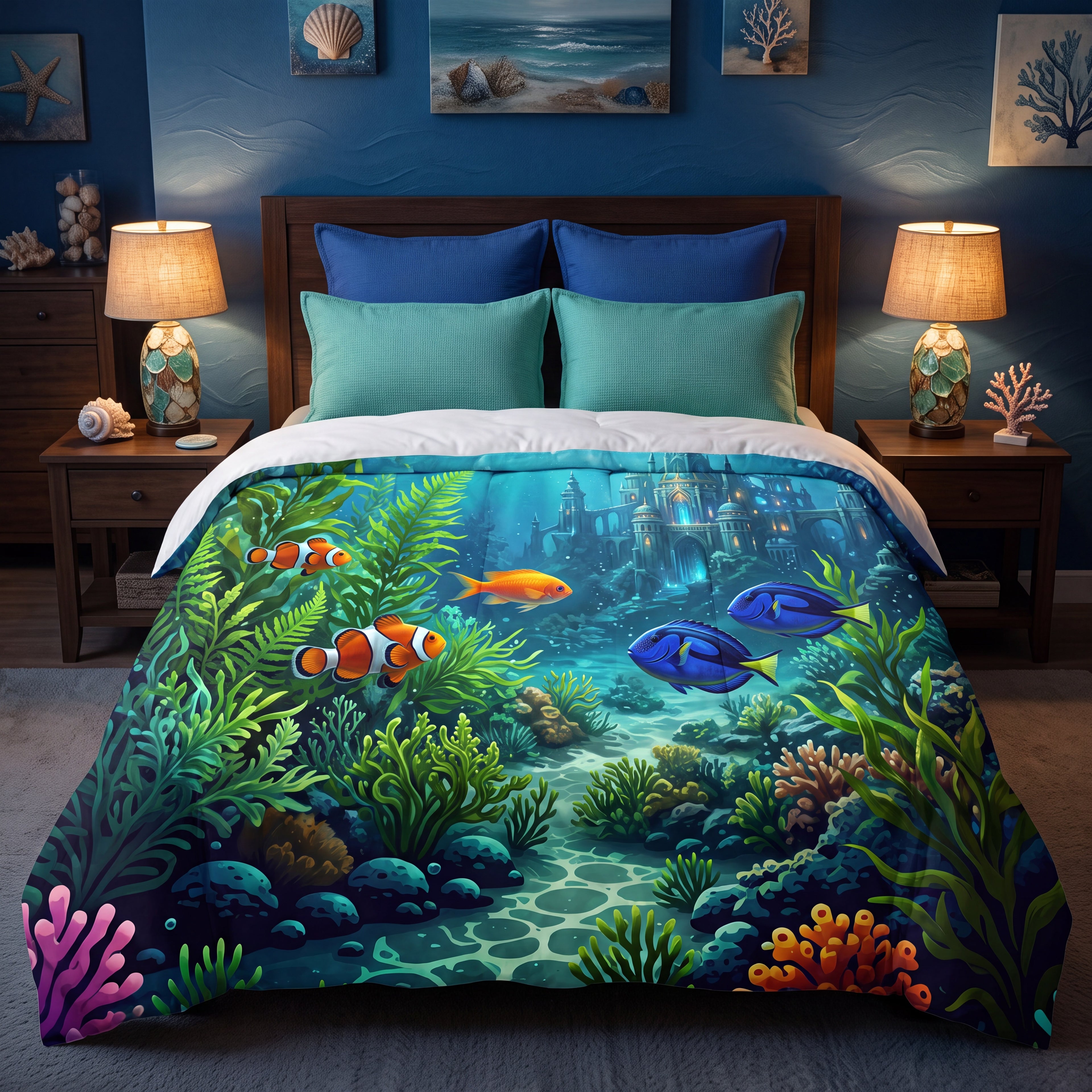 Underwater Kingdom Comforter | Magical Ocean Castle Bedding