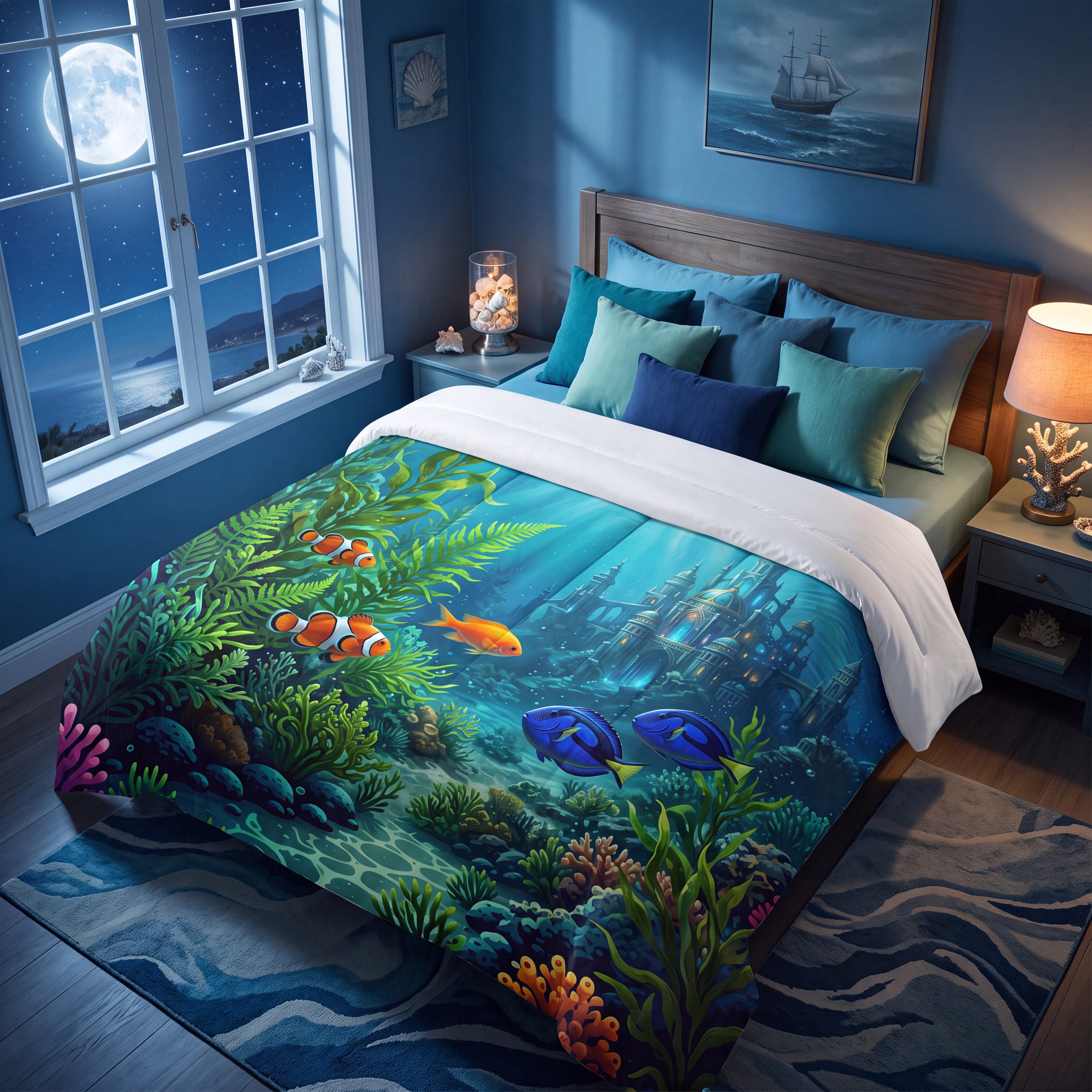 Underwater Kingdom Comforter | Magical Ocean Castle Bedding