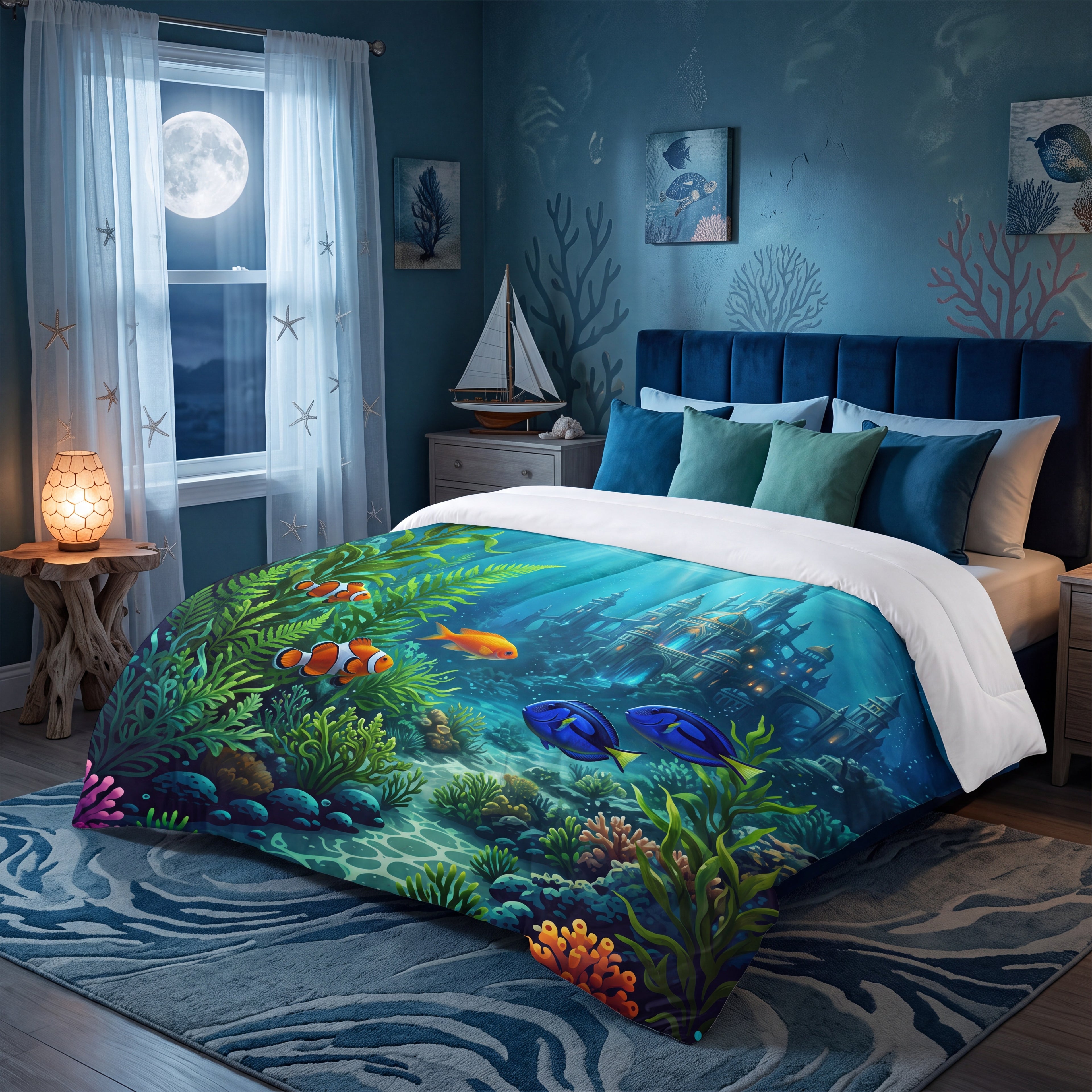 Underwater Kingdom Comforter | Magical Ocean Castle Bedding