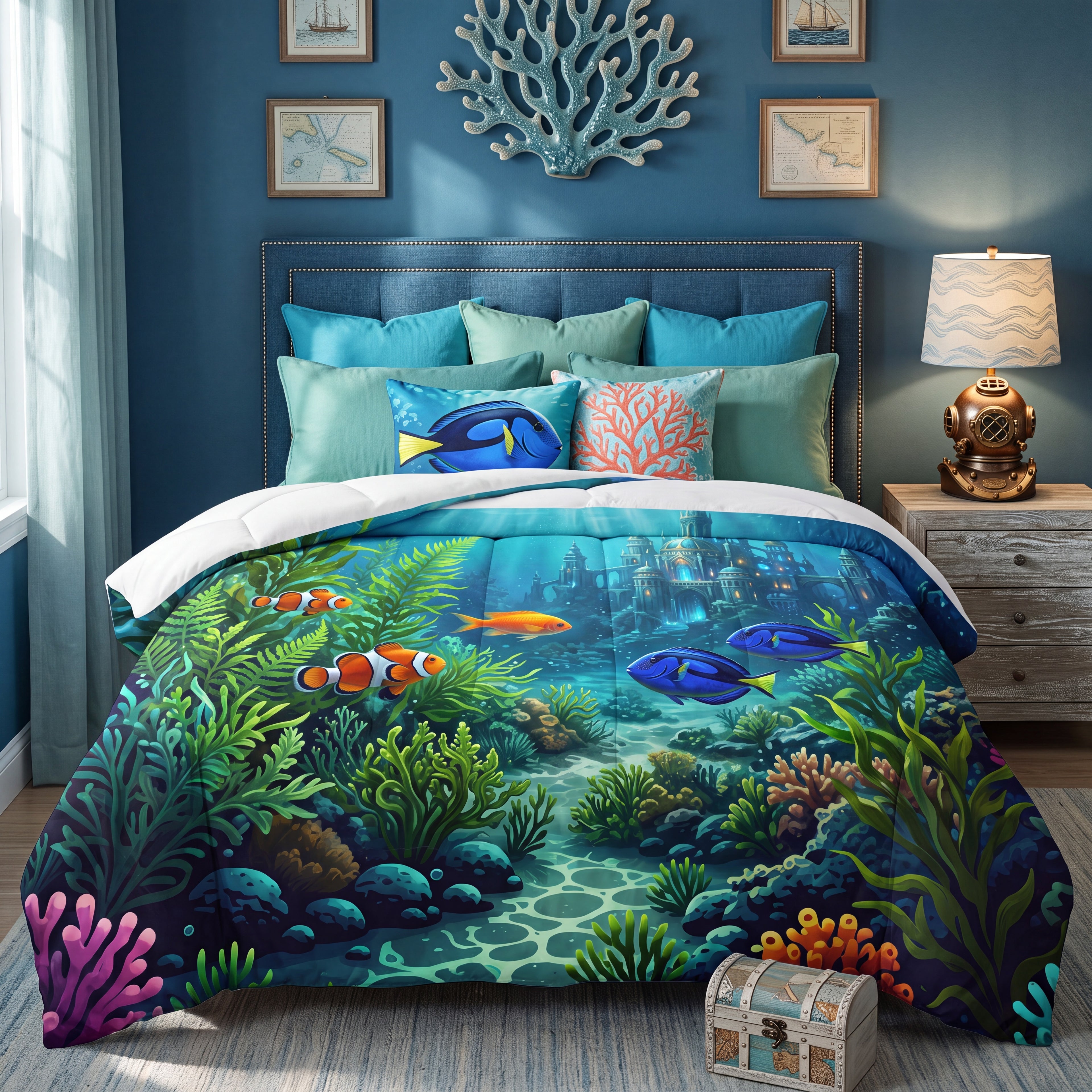 Underwater Kingdom Comforter | Magical Ocean Castle Bedding