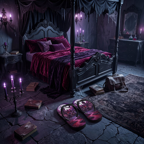 Gothic Flip Flops | Vampire Bat | Haunted Castle Sandals