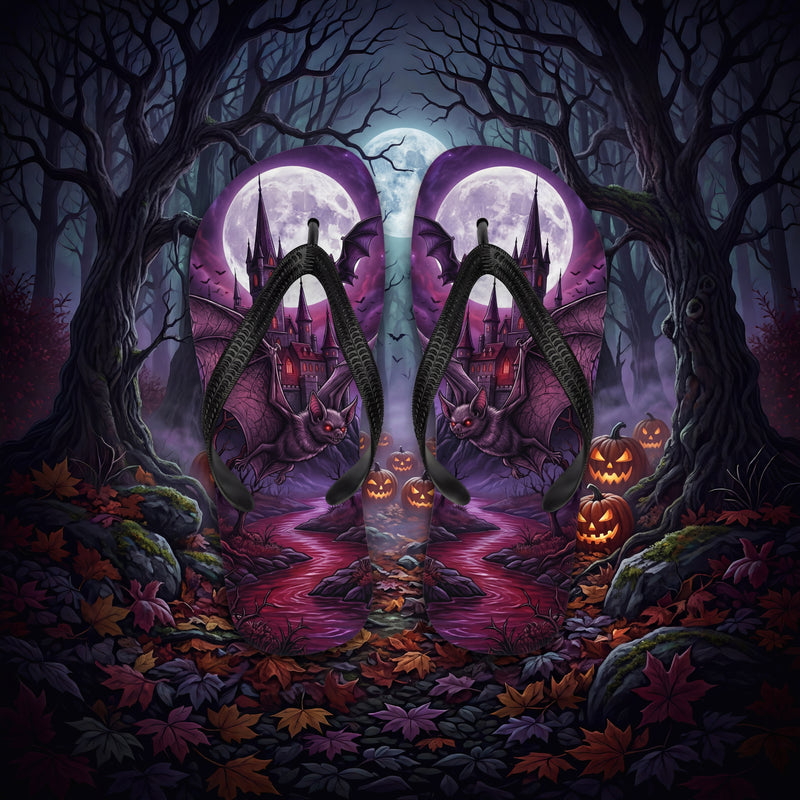 Gothic Flip Flops | Vampire Bat | Haunted Castle Sandals