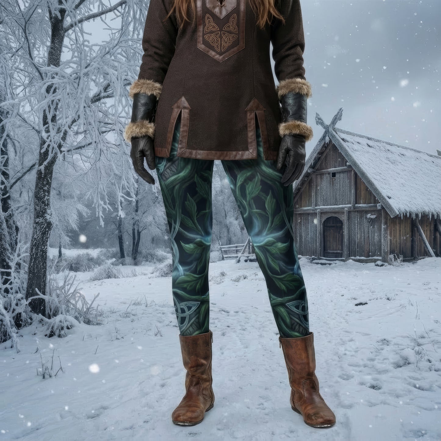 Viking Roots Yoga Leggings | Norse Rune & Knotwork Print | High-Waisted Activewear