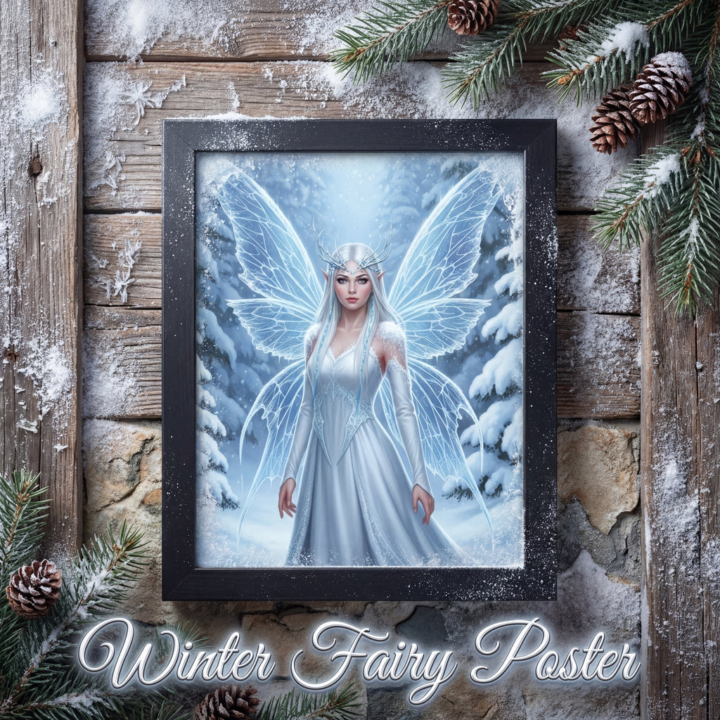 Gerahmtes Poster „Winterfee“ | Wandbild „Schneekönigin“ | Bezaubernde Winterdekoration