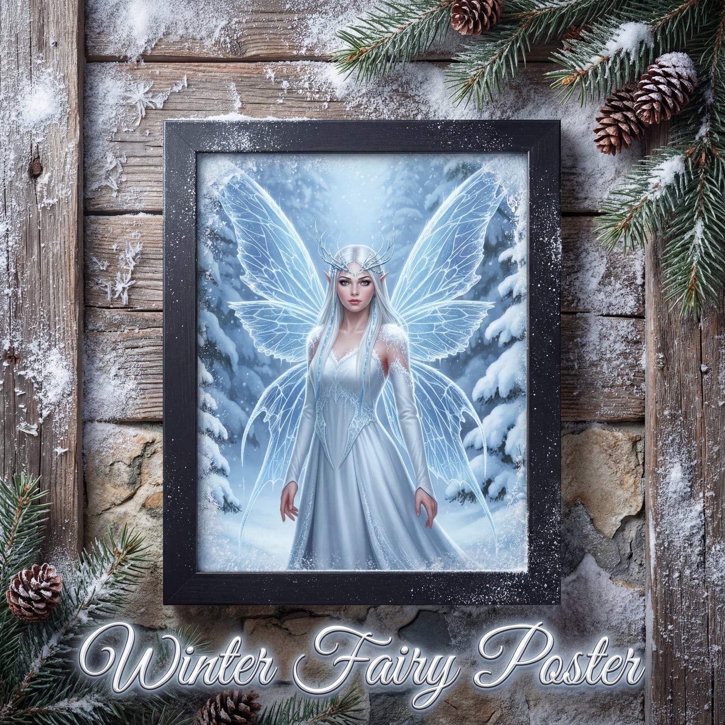 Winter Fairy Framed Poster | Snow Queen Wall Art | Enchanted Winter Decor