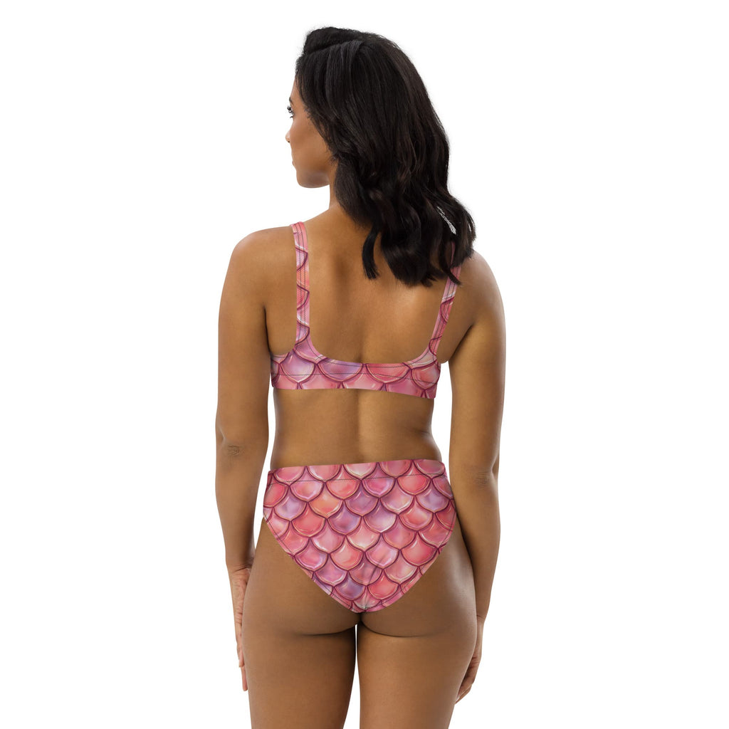 CUT-SEW Pink Mermaid Bikini – High-Waisted Fish Scale Swimsuit | Fantasy Mermaidcore Two-Piece Swimwear