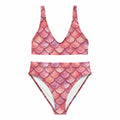 CUT-SEW Pink Mermaid Bikini – High-Waisted Fish Scale Swimsuit | Fantasy Mermaidcore Two-Piece Swimwear