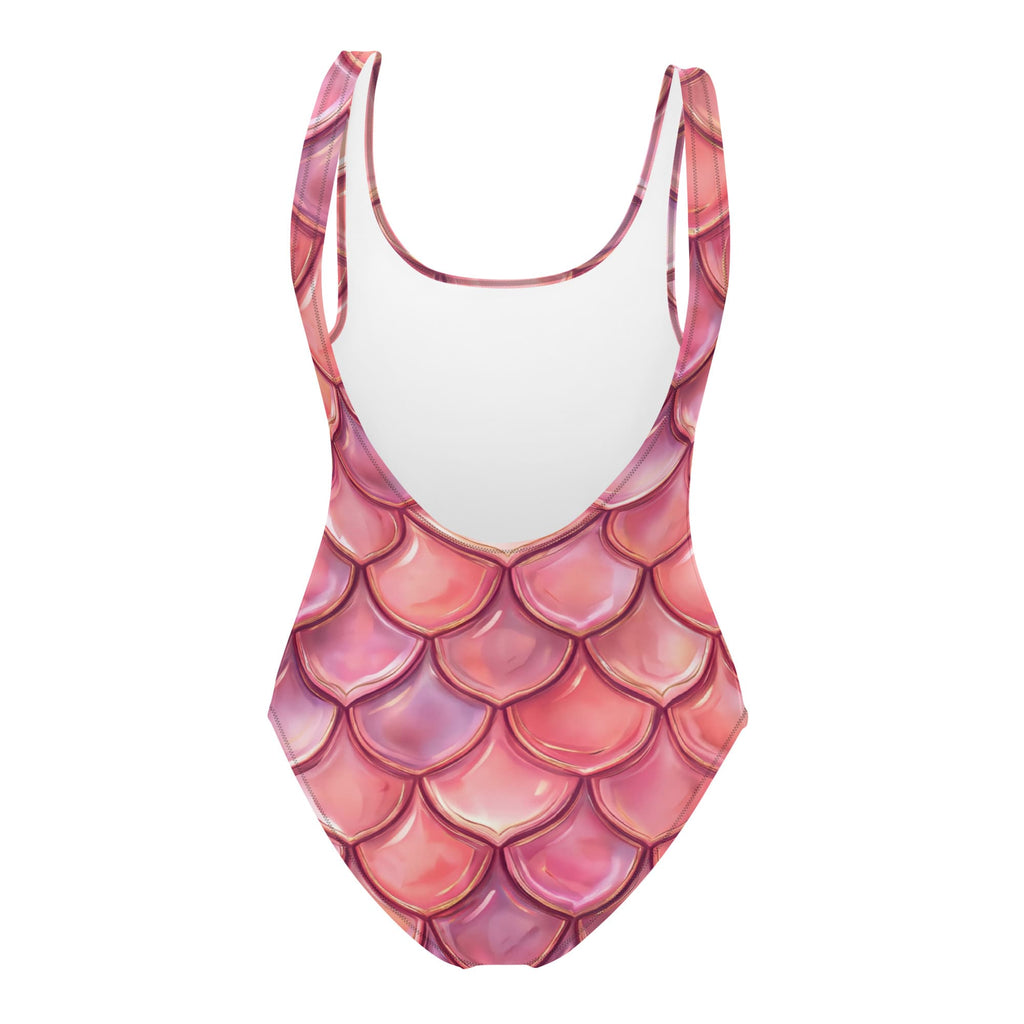 CUT-SEW Pink Mermaid Scale One-Piece Swimsuit – Mermaidcore Fantasy Fish Scale Swimwear