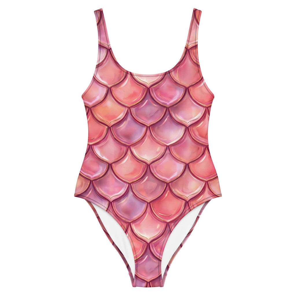 CUT-SEW Pink Mermaid Scale One-Piece Swimsuit – Mermaidcore Fantasy Fish Scale Swimwear