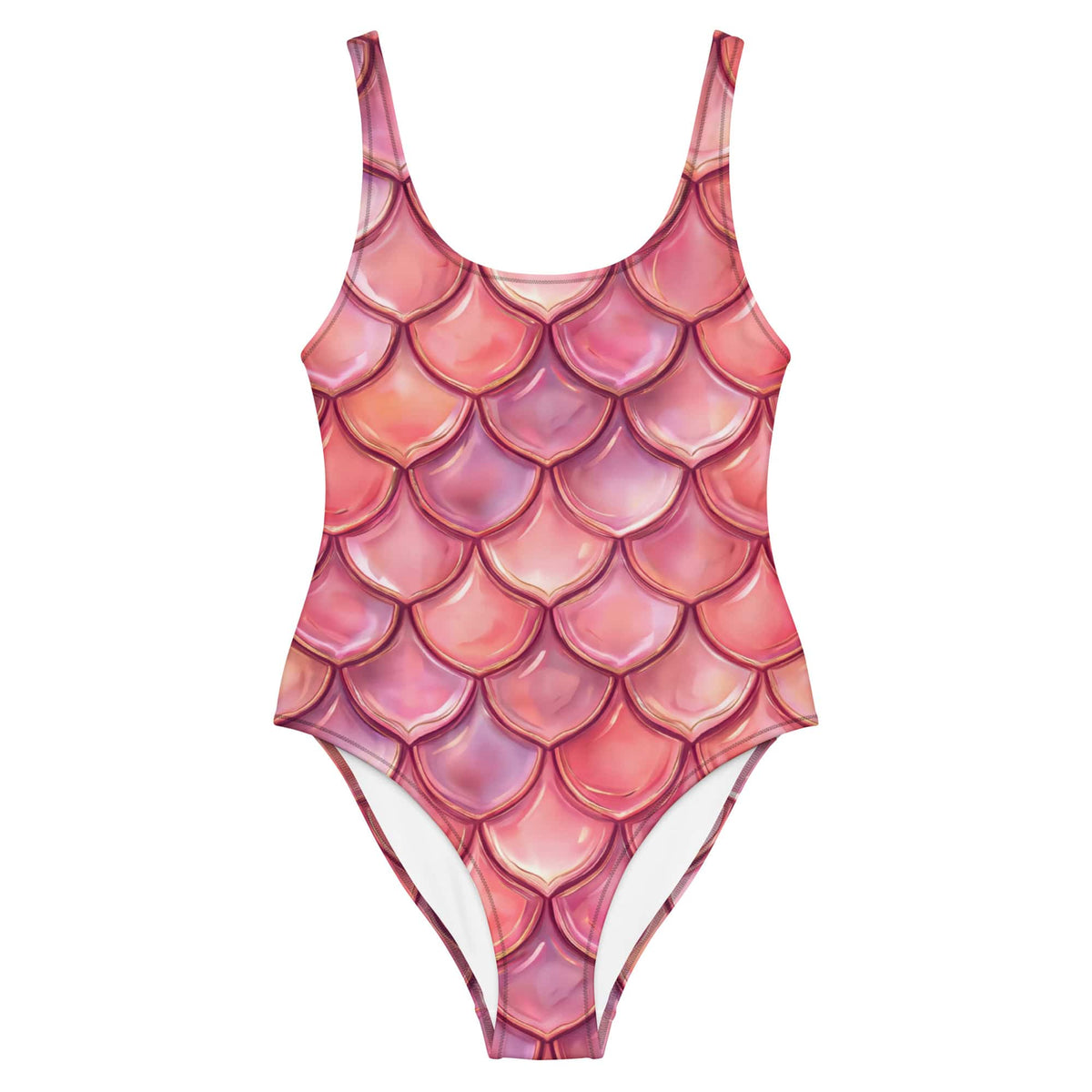 CUT-SEW Pink Mermaid Scale One-Piece Swimsuit – Mermaidcore Fantasy Fish Scale Swimwear