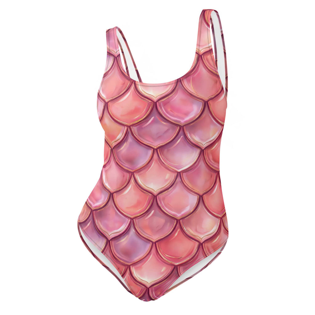 CUT-SEW Pink Mermaid Scale One-Piece Swimsuit – Mermaidcore Fantasy Fish Scale Swimwear