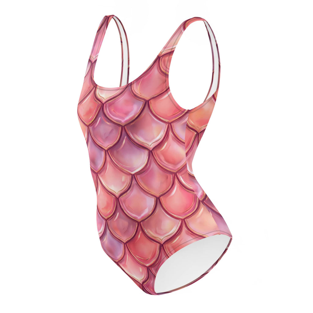CUT-SEW Pink Mermaid Scale One-Piece Swimsuit – Mermaidcore Fantasy Fish Scale Swimwear