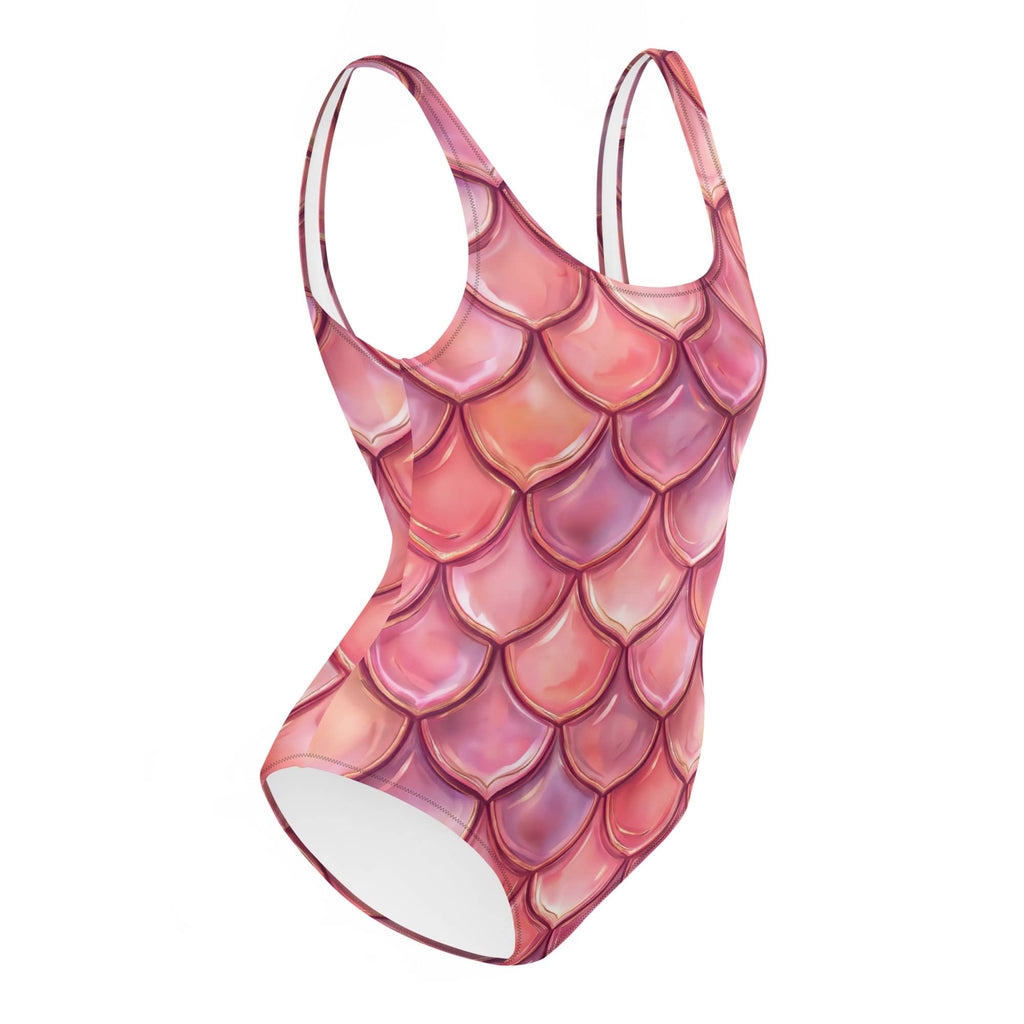 CUT-SEW Pink Mermaid Scale One-Piece Swimsuit – Mermaidcore Fantasy Fish Scale Swimwear