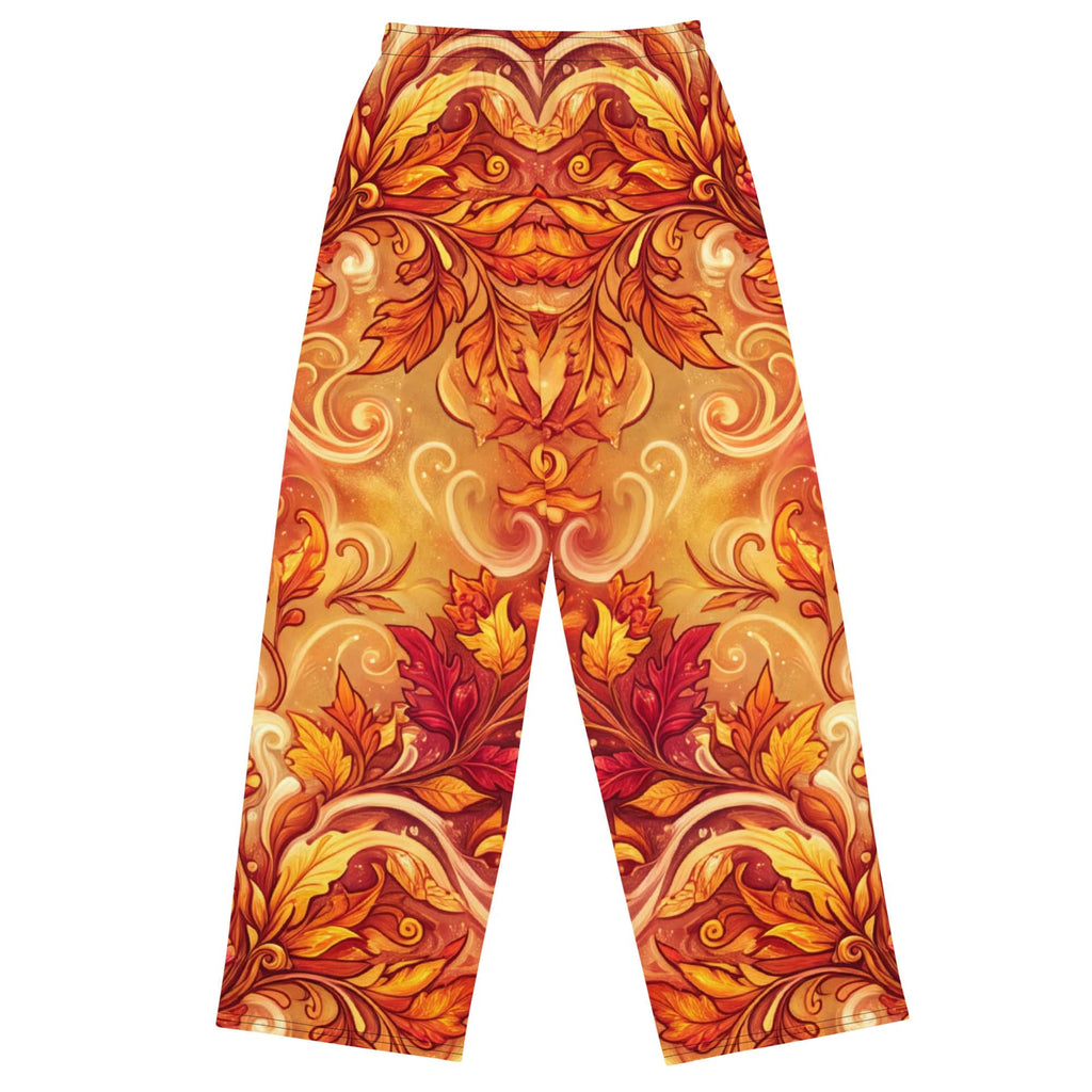 CUT-SEW Autumn Leaves Palazzo Pants – Unisex Wide-Leg Pants