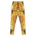 CUT-SEW Gold Honeycomb Leggings – Black Swirl Bee-Inspired High Waisted Yoga Pant