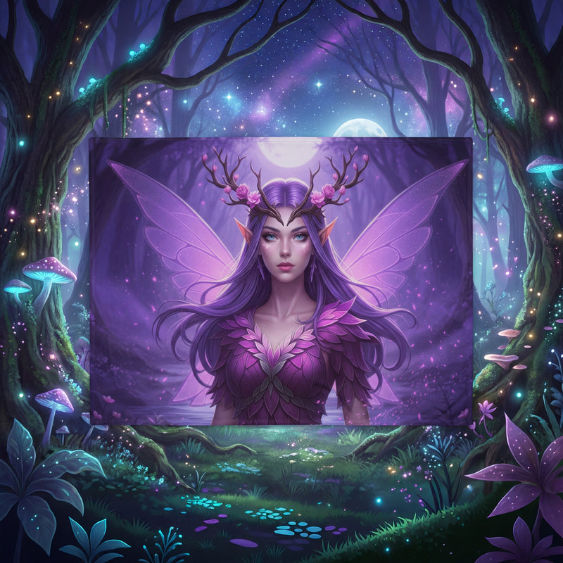 Moonlit Amethyst Fairy Throw Blanket | Purple Nymph Wings | Silk Touch
