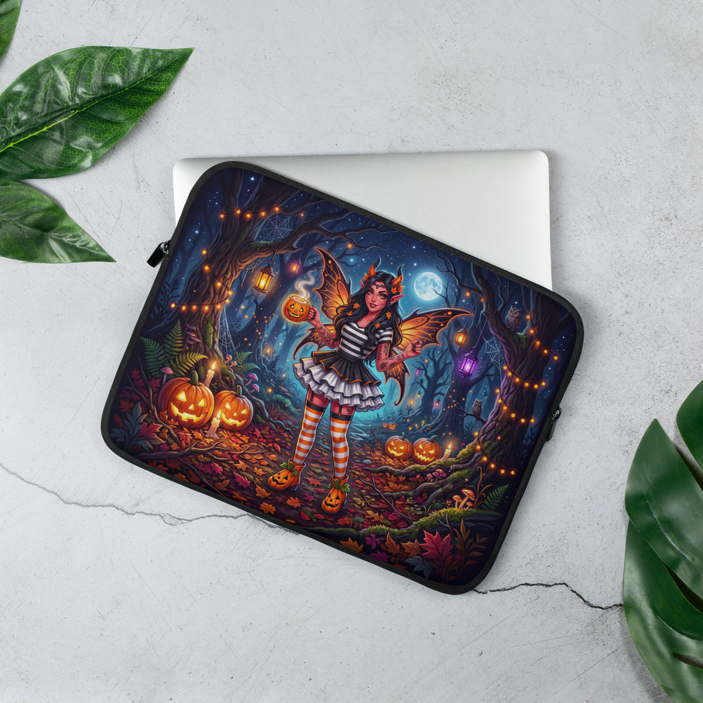 Halloween Fairy Laptop Sleeve – Pumpkin Forest Fantasy | Neoprene Case