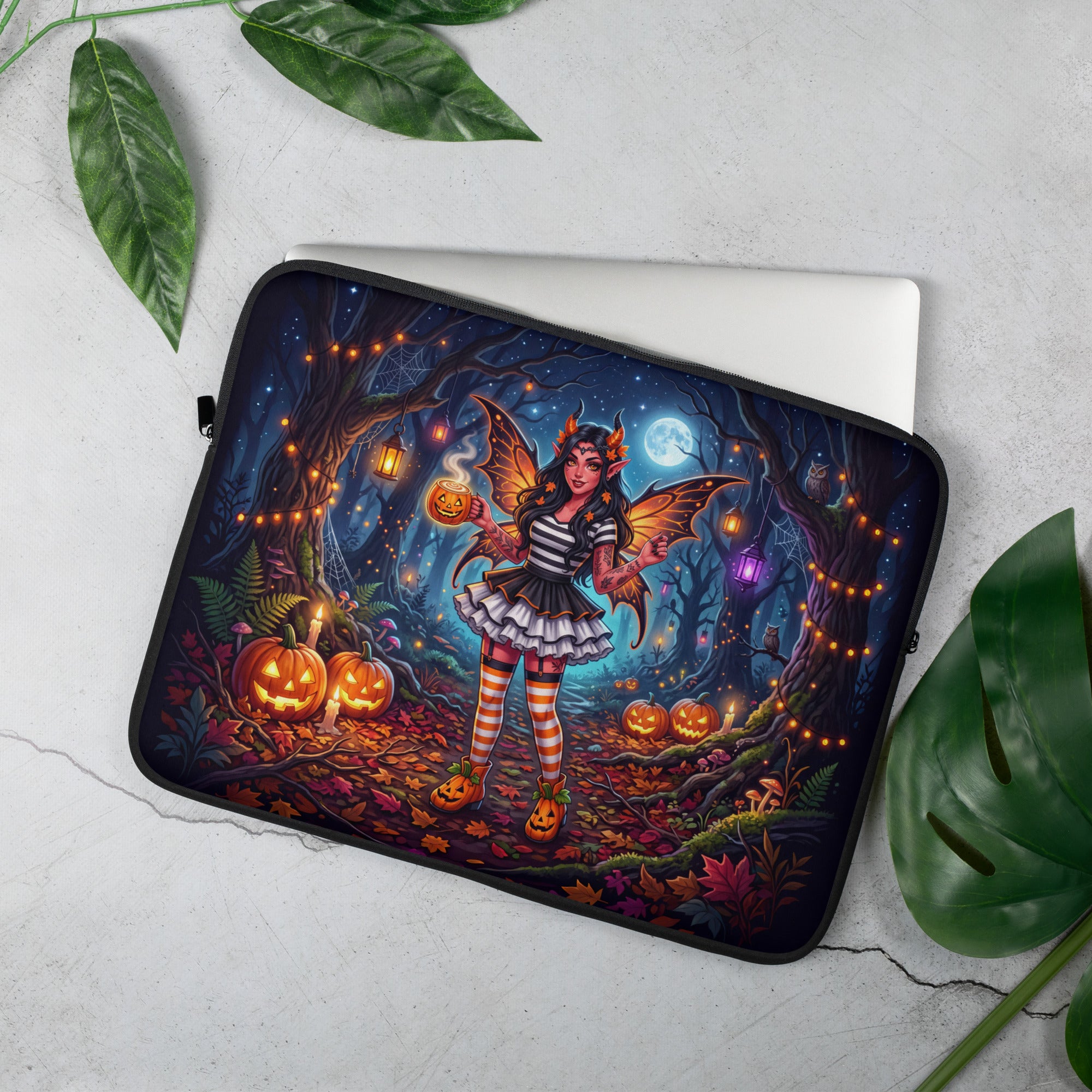Halloween Fairy Laptop Sleeve – Pumpkin Forest Fantasy | Neoprene Case