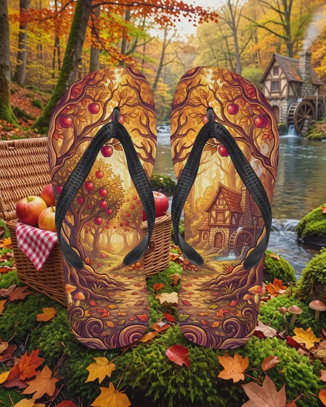 Chanclas de huerto de manzanos otoñal | Sandalias de cabaña acogedora estilo cottagecore con sidra de otoño