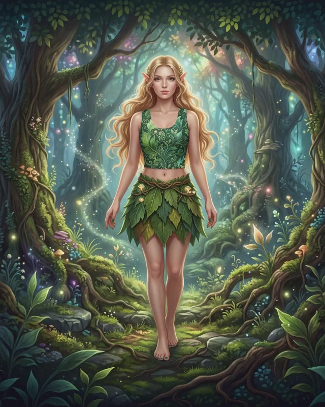 Forest Elf Crop Top | Magical Green Leaves
