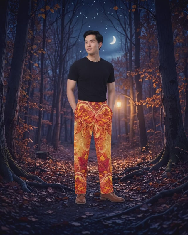 Autumn Leaves Palazzo Pants – Unisex Wide-Leg Pants