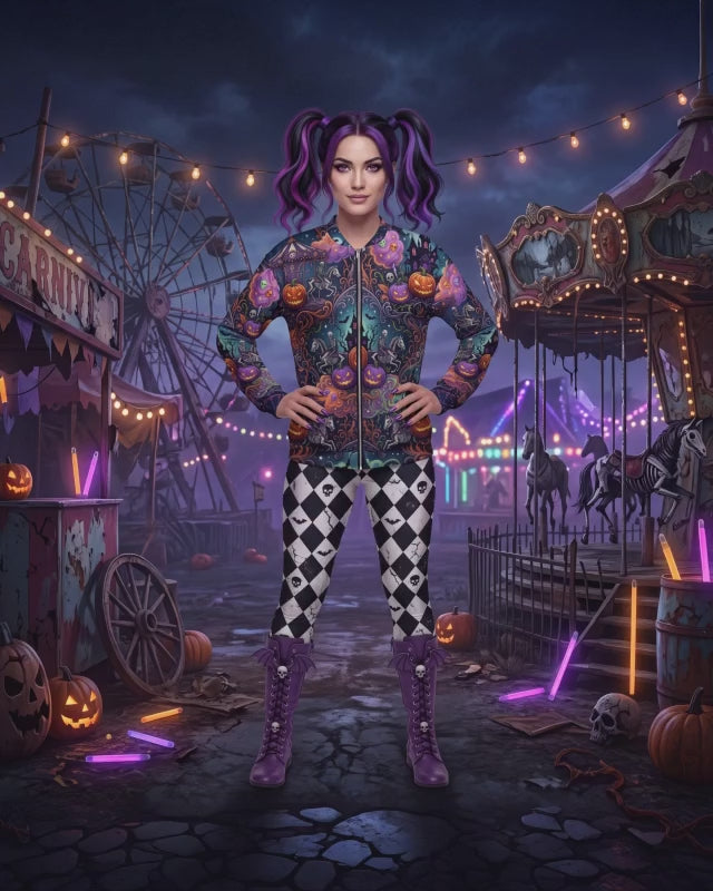 Spooky Carnival Bomber Jacket | Halloween Amusement Park Coat