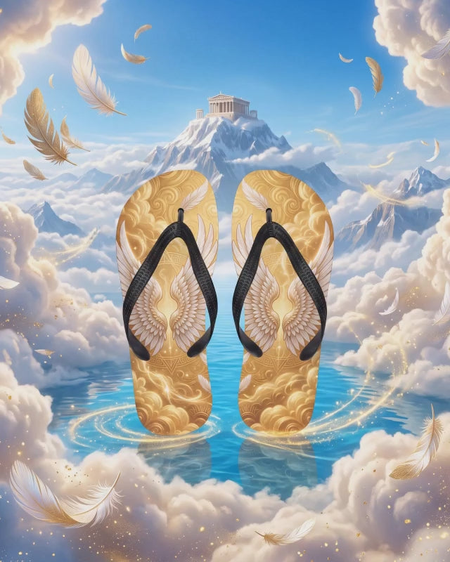 Mount Olympus Flip Flops | Golden Wing Greek Mythology Sandals