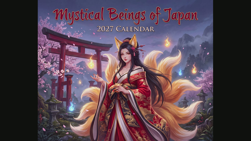 Mystical Beings of Japan 2027 Wall Calendar – Japanese Yokai, Kitsune, Oni & Folklore Fantasy Art
