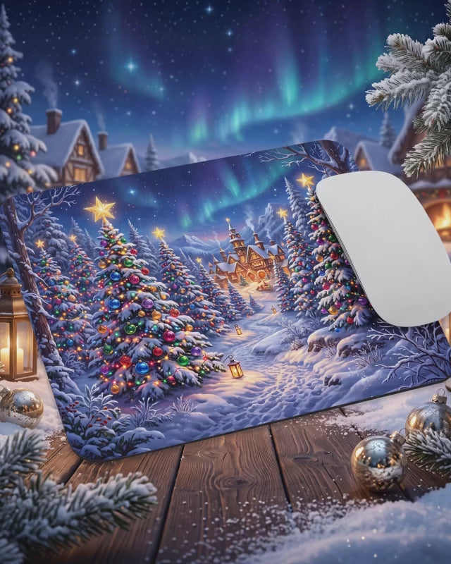Christmas Village Mouse Pad - Winter Desk Decor