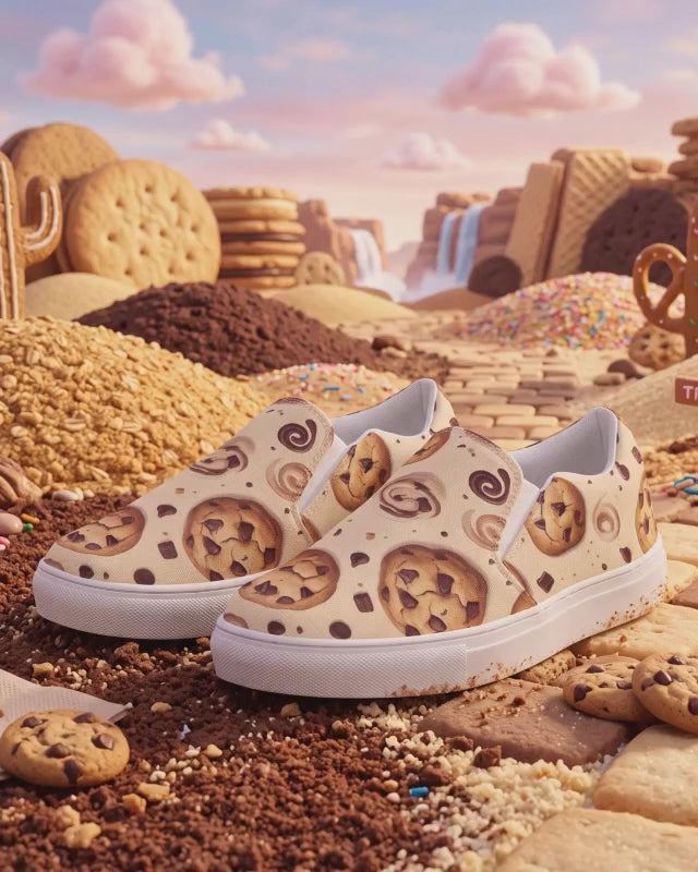 Cookie Slip-On Shoes | Dessert Canvas Sneakers for Bakers & Cookie Lovers