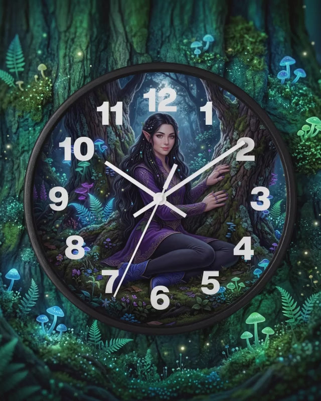 Enchanted Forest 10 Inch Wall Clock | Magical Elf Woodland Art