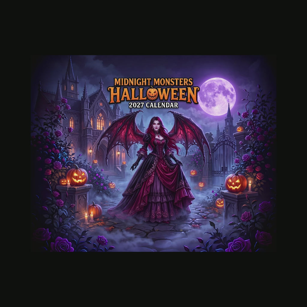 Midnight Monsters Halloween 2027 Wall Calendar – Gothic Fantasy Vampire, Witch, Werewolf & Spooky Monster Art