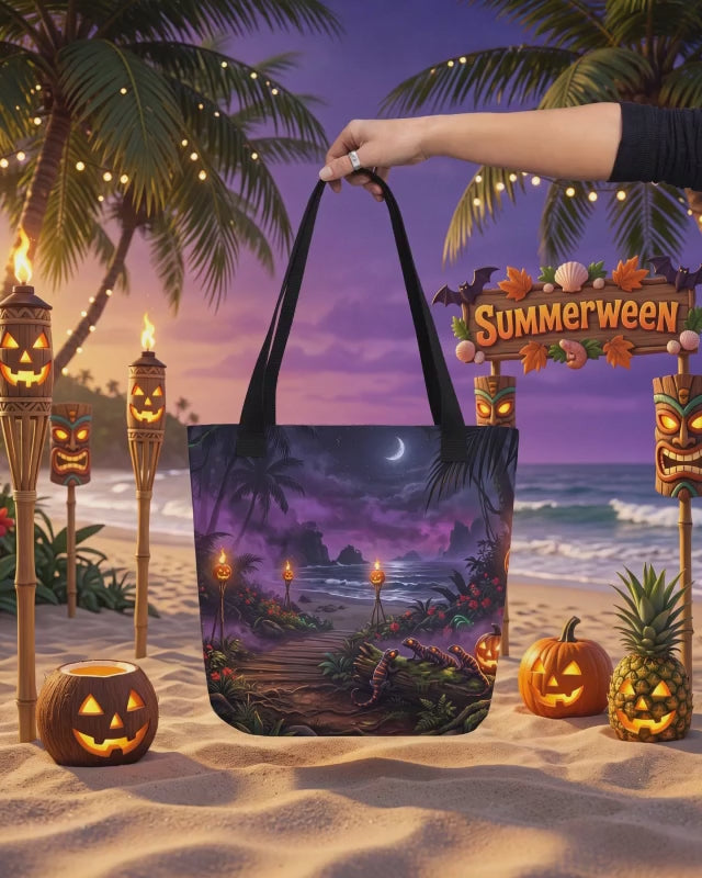Summerween Tote Bag | Tropical Tiki Torch Jungle