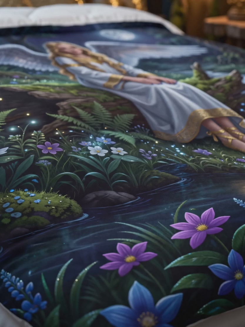 Moonlit Angel Comforter | Enchanted Forest Fantasy Bedding Set