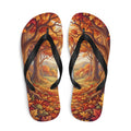 SUBLIMATION Autumn Forest Flip Flops, Fall Foliage Woodland Sandals