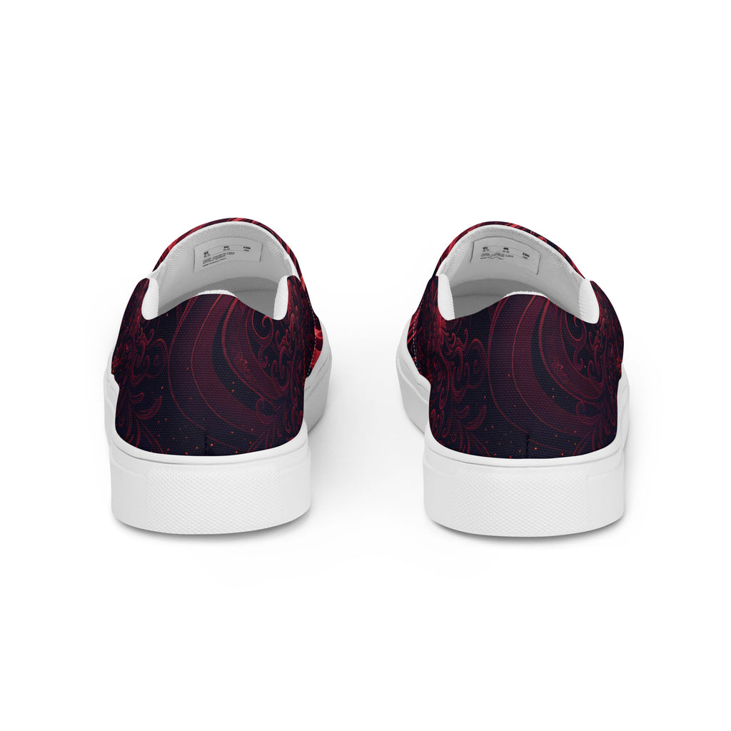 Vampirfledermaus Slip-On Schuhe für Damen | Gothic Schwarz-rote Canvas-Sneaker